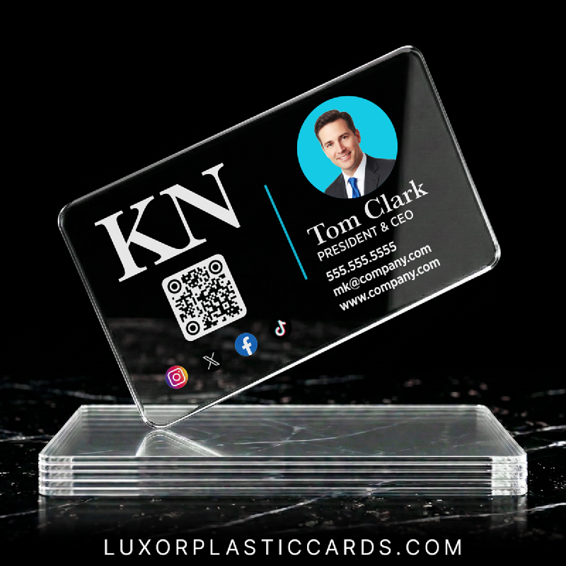 Stack of Clear Plastic Business Cards from Luxor